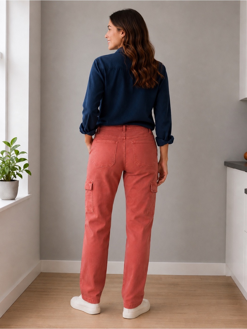 Risen Peach Blossom High-Rise Cargo Jeans Size 7/28 - Picture 3 of 10